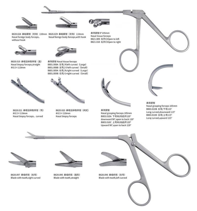 Ent Surgical Instruments Set Bone-Biting Forceps, Tissue Scissors, and Nasal Mucosa Knife
