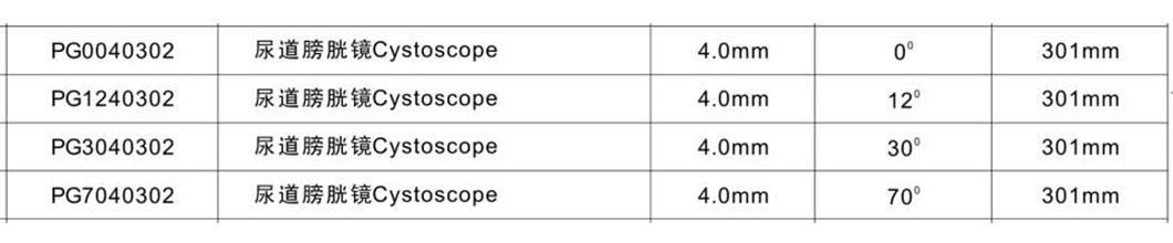 4*301 mm 0-70 Degree Urology Surgical Instruments Cystoscopy