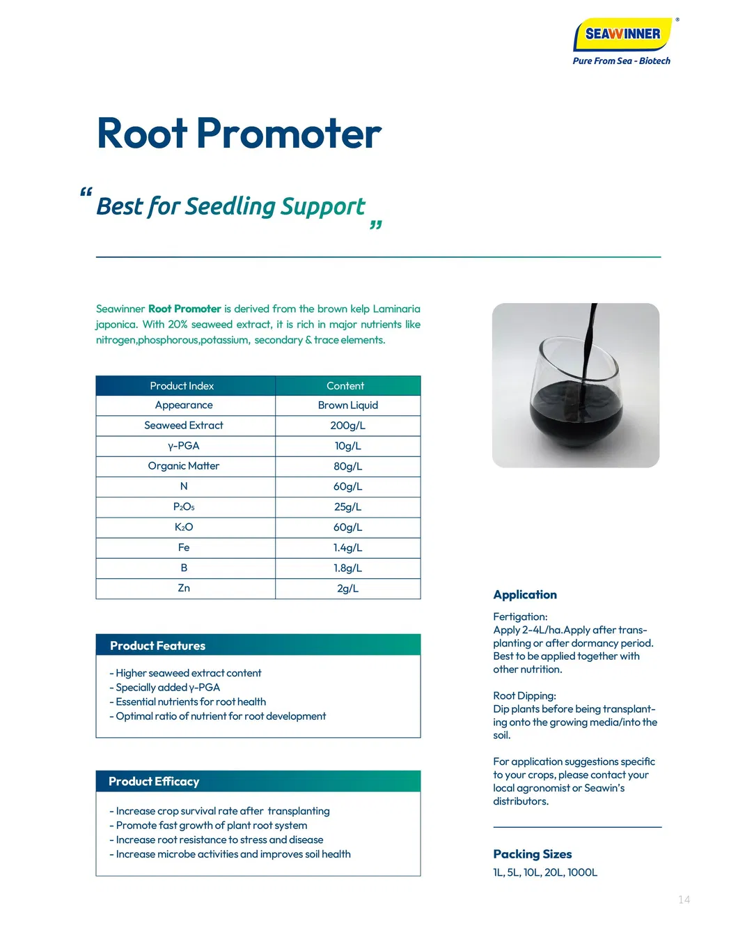 Fertilizer Biostimulant Amino Acid Seaweed Extract Alga Root Promoter Plant Nutrition