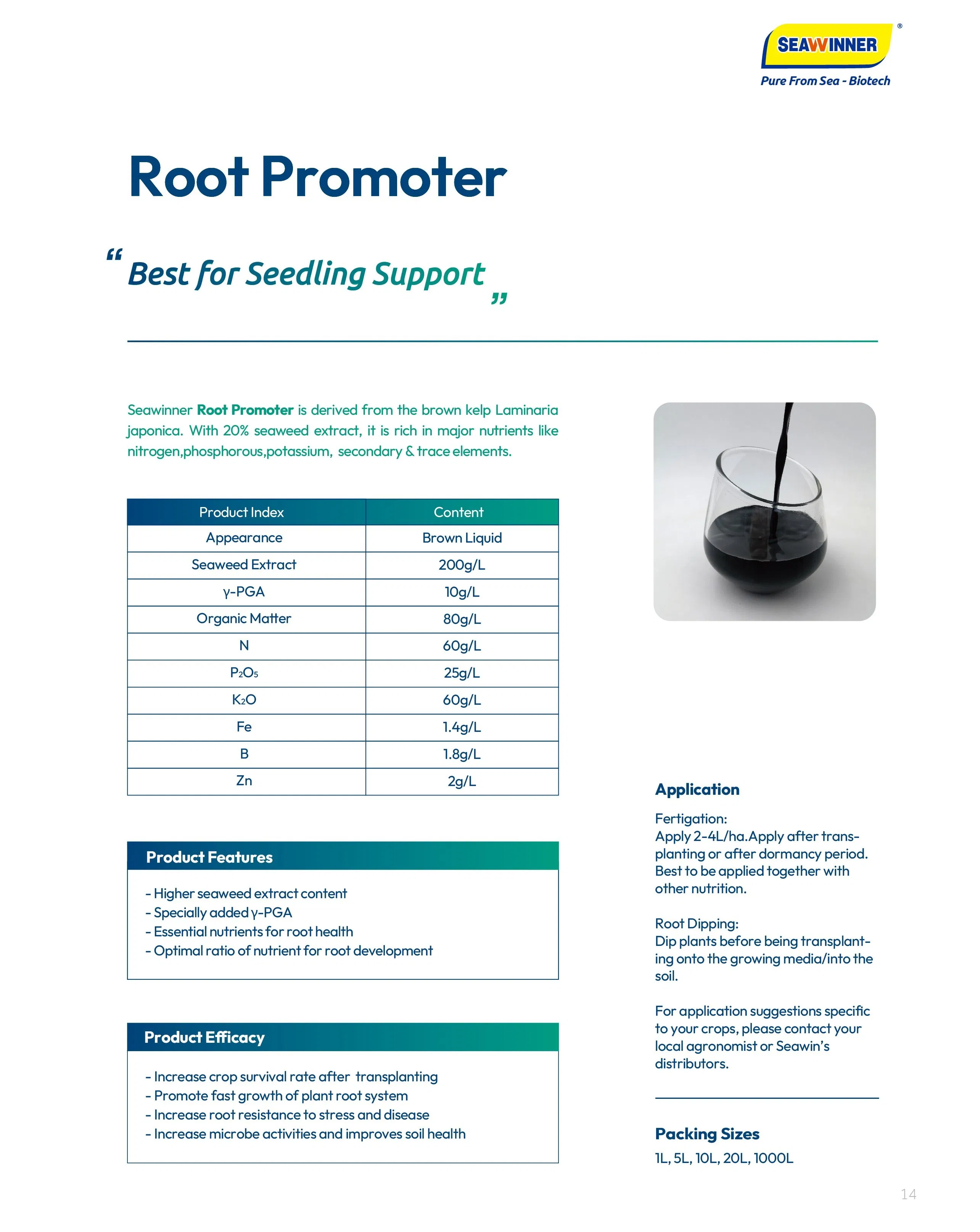 Fertilizer Biostimulant Amino Acid Seaweed Extract Alga Root Promoter Plant Nutrition