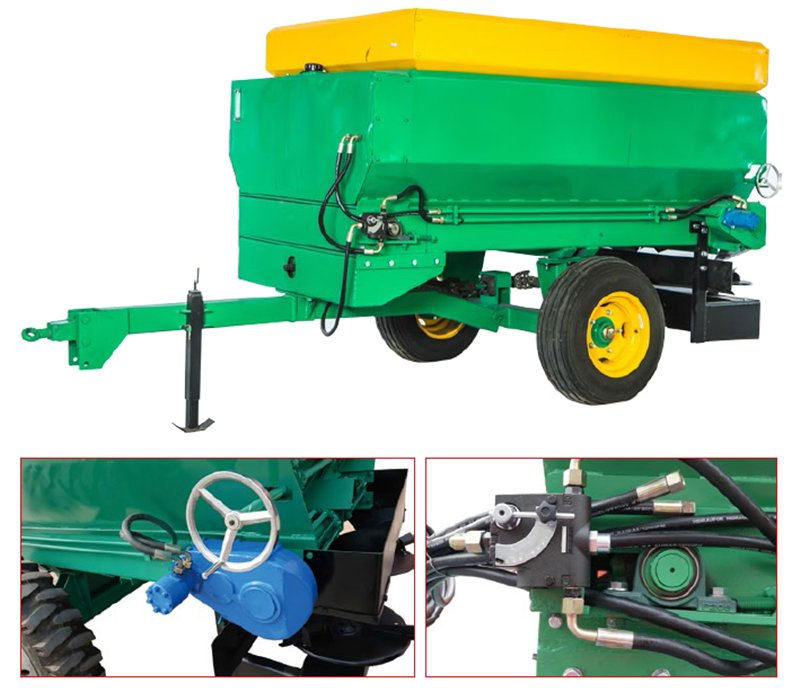 Manure Spreader Tractor Trailed Double Transmission Chains Farmyard Manure Spreader Large Fertilizer Spreading Machine