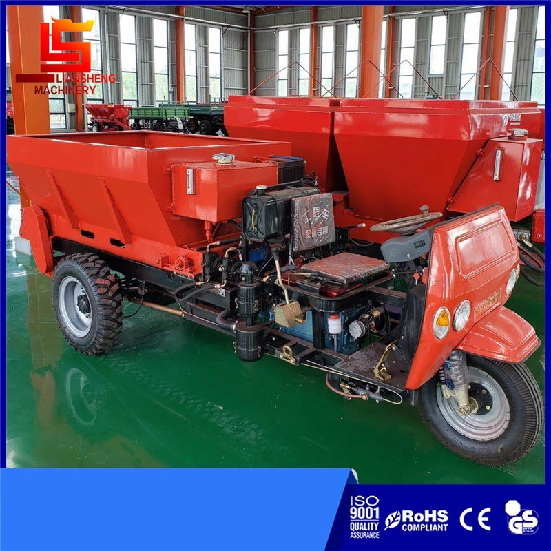 Tricycle Type Diesel Power Rear Spiral Manure Spreader Three-Wheel Self-Propelled Farmyard Manure Spreader Greenhouse Field Orchard Fertilizer Spreader