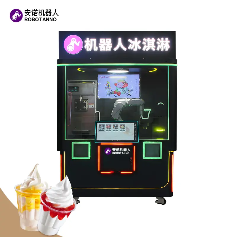 High-Quality Enclosed robot ice cream machine (6-axis robotic arm model)--Robot Ice Cream Kiosk Supplier, Suppliers