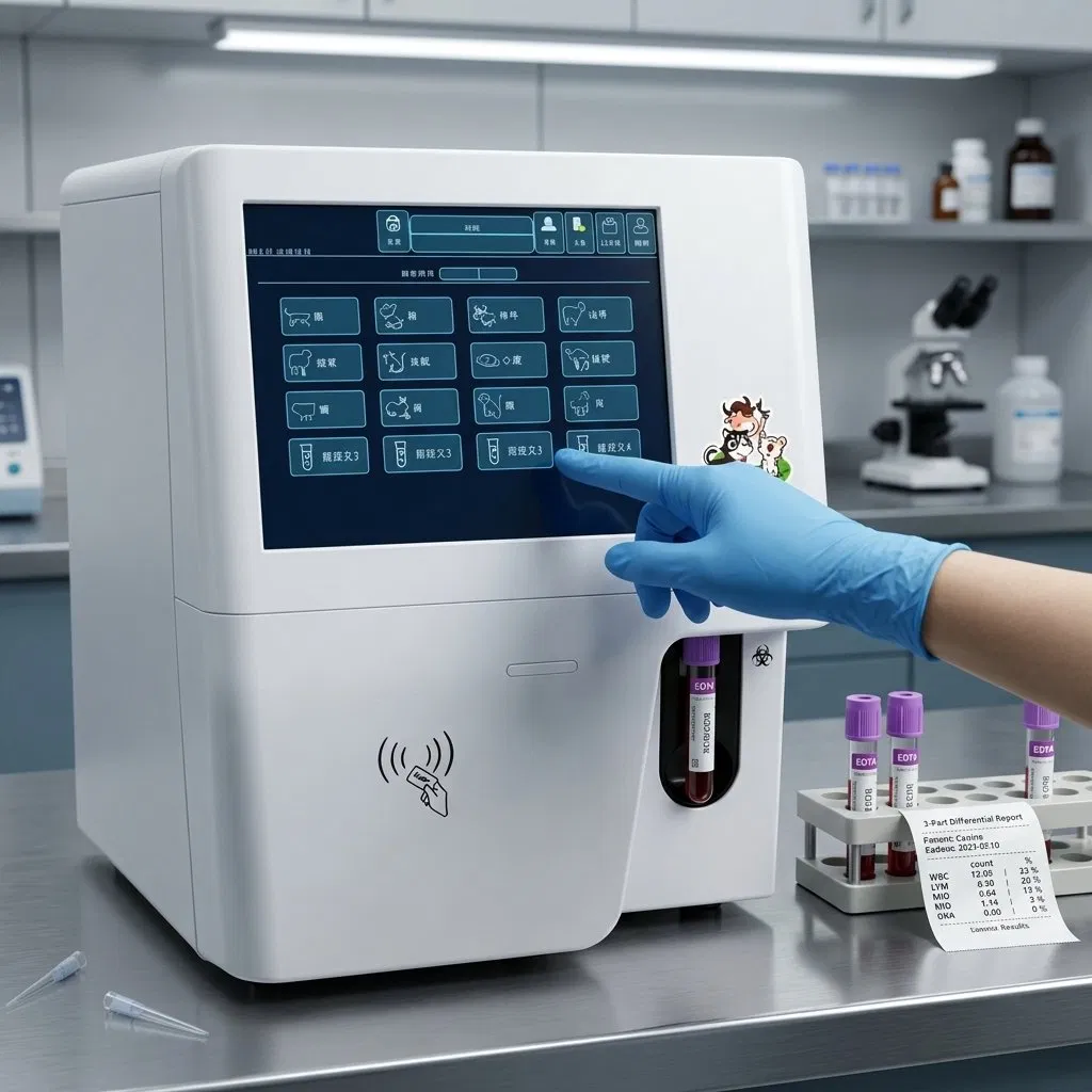 Fully Automated 3 Part Veterinary Hematology Analyzer/Full Blood Count Auto Blood Analyzer Integrated Blood Testing System Laboratory Equipment