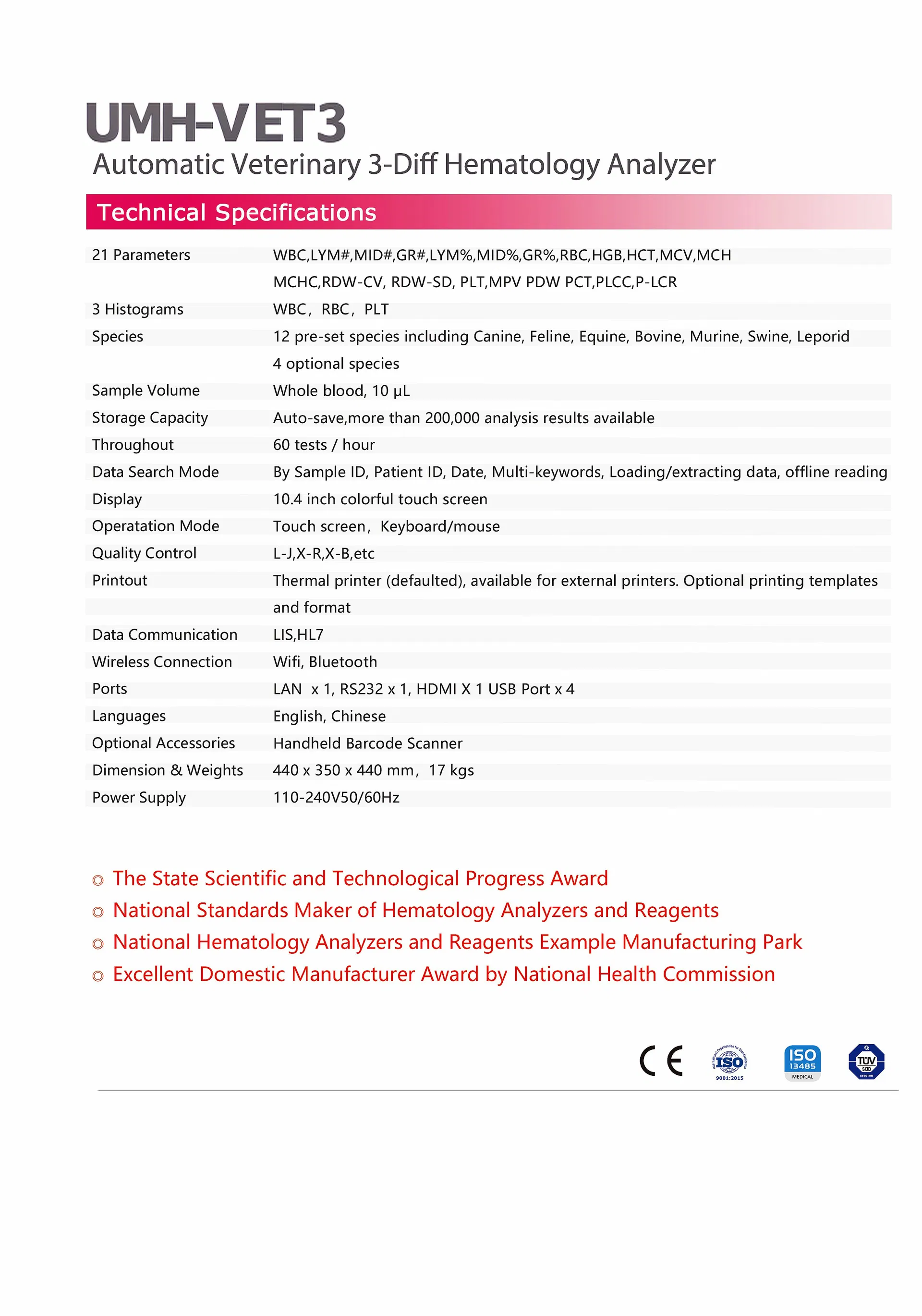 Full Blood Count Auto Blood Analyzer