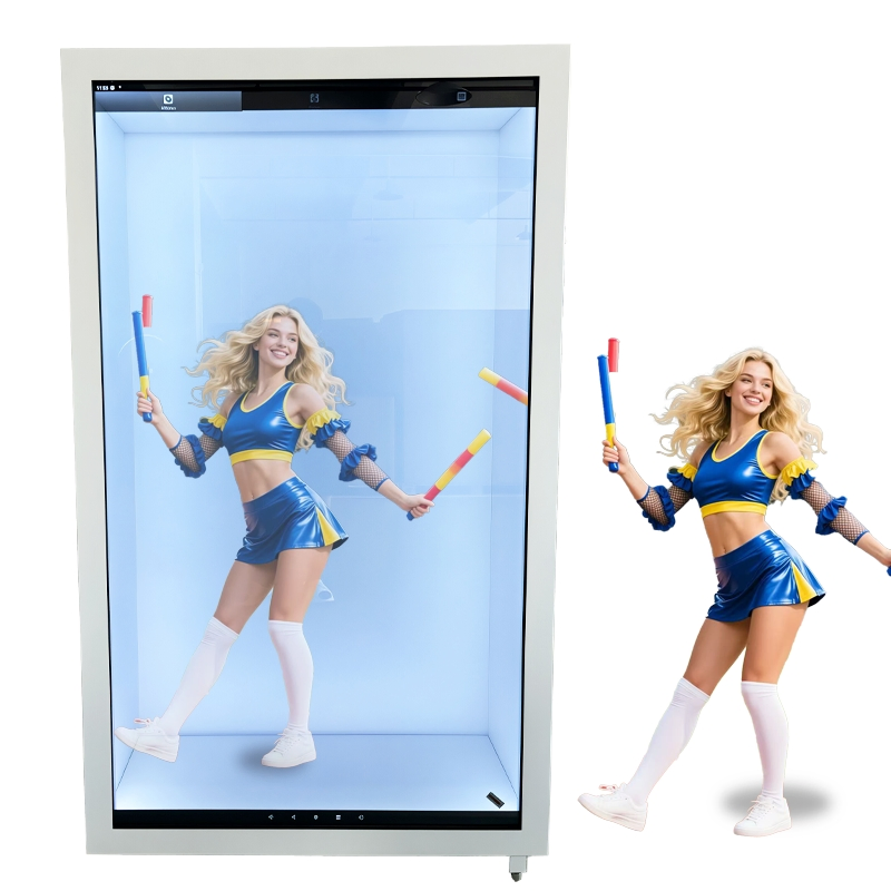 Large Format 75-Inch Virtual Human Holographic LCD Showcase Cabinet with Transparent Touch Technology &amp; Ai Interaction