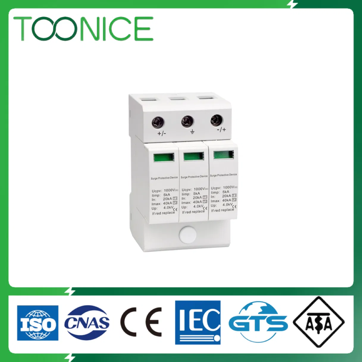 Toonice Solar System 1p 2p 3p Surge Protector Devices 110V 220V DC SPD