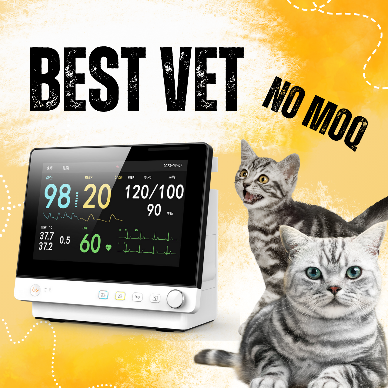Professional Medical Patient Monitoring Device with 8 Inch Color Screen and Power Off Data Storage Function
