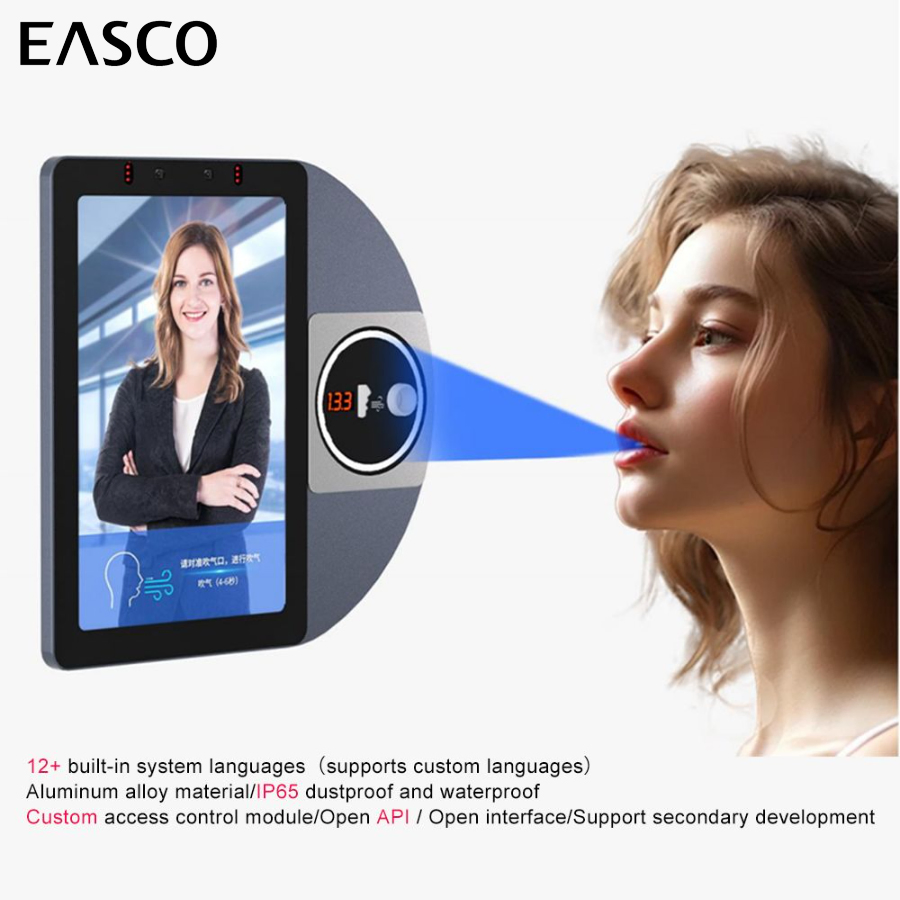 Pre-Job Safety Control Non-Contact Alcohol Testing Facial Recognition Intelligent Attendance &amp; Data Management All-in-One Device