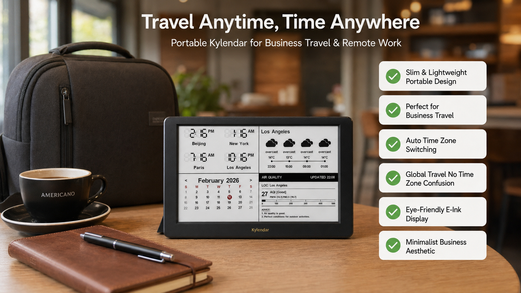 Kylendar Standard E-Ink Smart Finance &amp; Productivity Desk Display Real-Time Market Data &amp; Portfolio Management