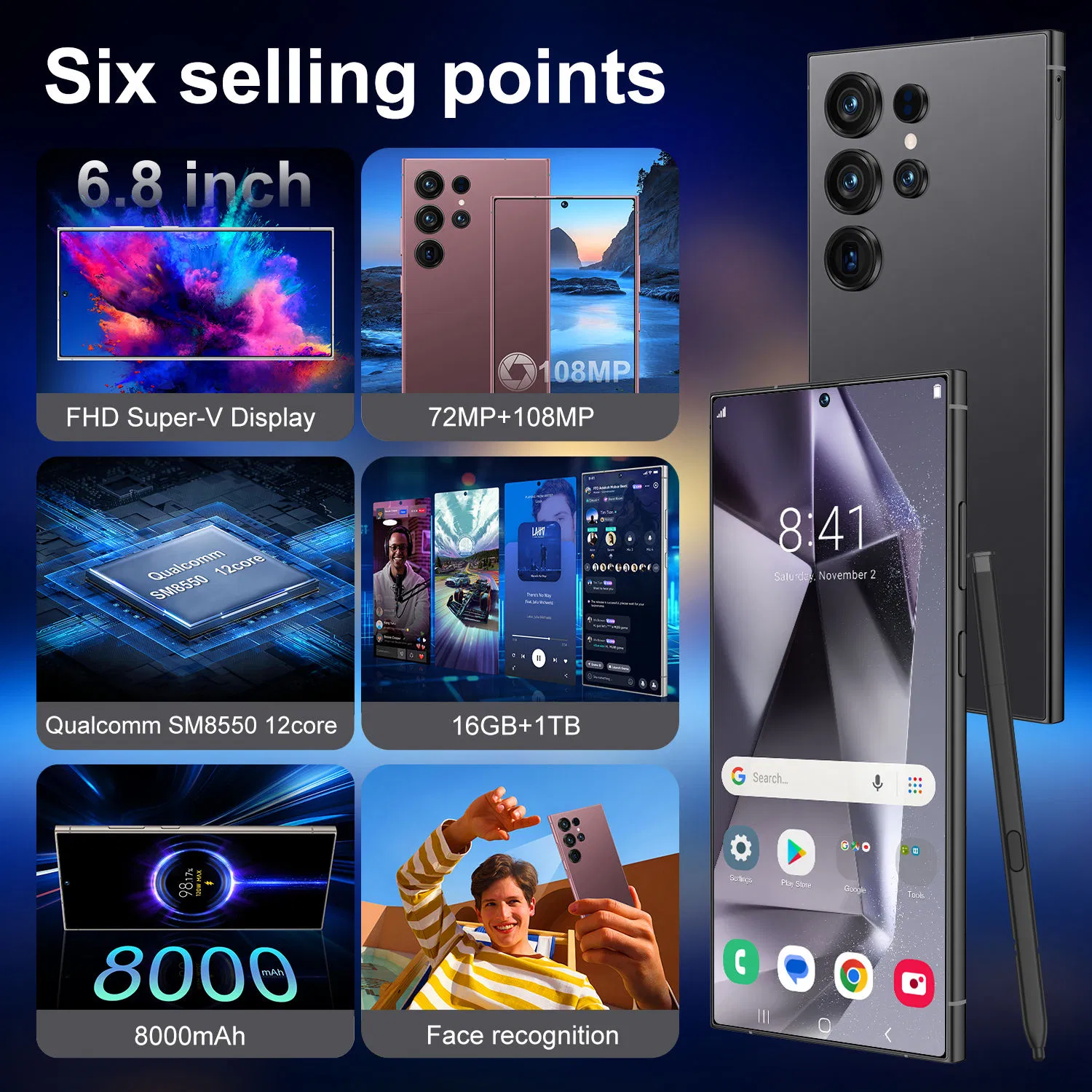 S26 Ultra with Virtual RAM Technology 16GB Plus 8GB Extended RAM 1tb 6.8 Inch 5g Android 15 108MP LTE/CDMA