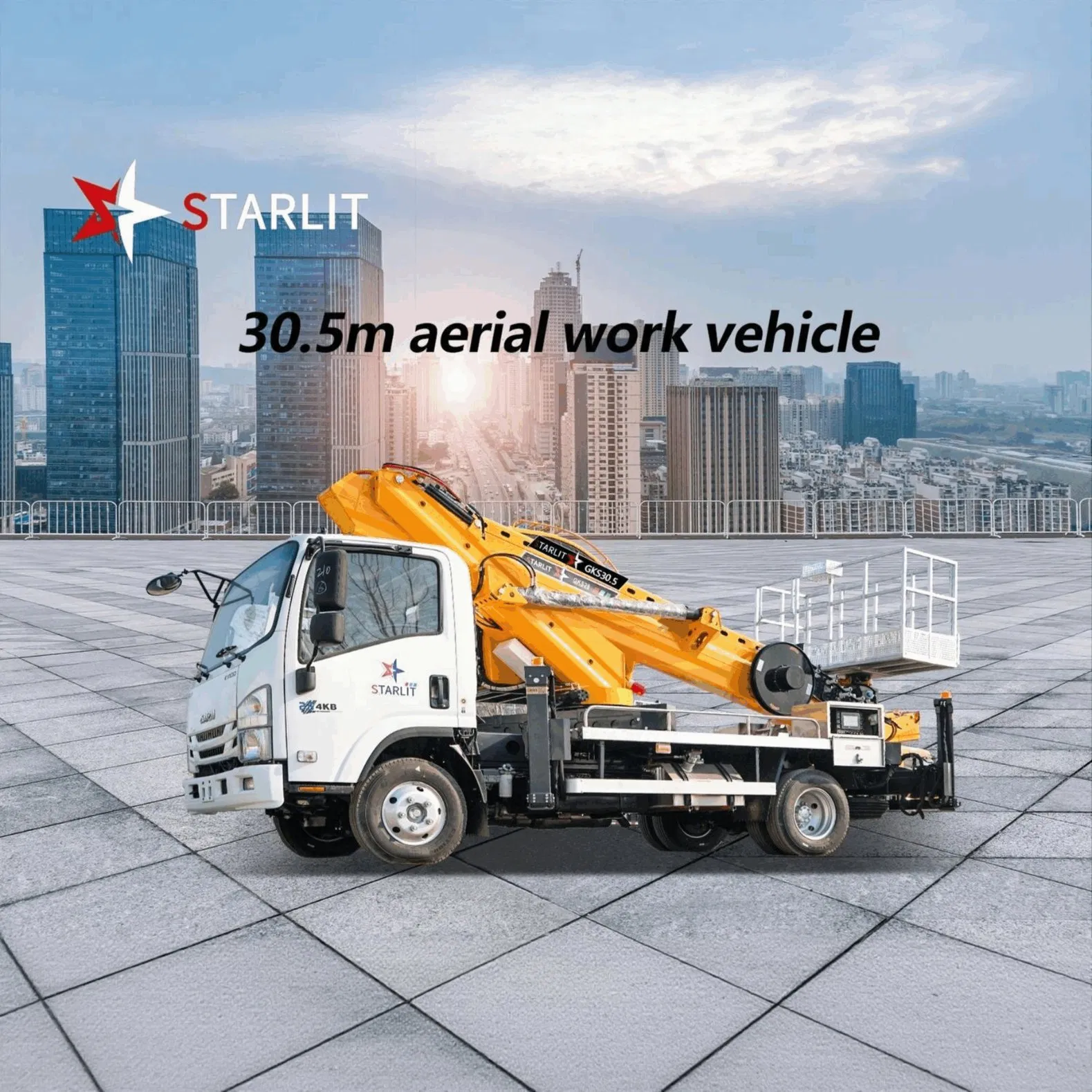30.5 Meter Truck Mounted Aerial Work Platform Featuring LED Work Area Illumination and Digital Platform Controls