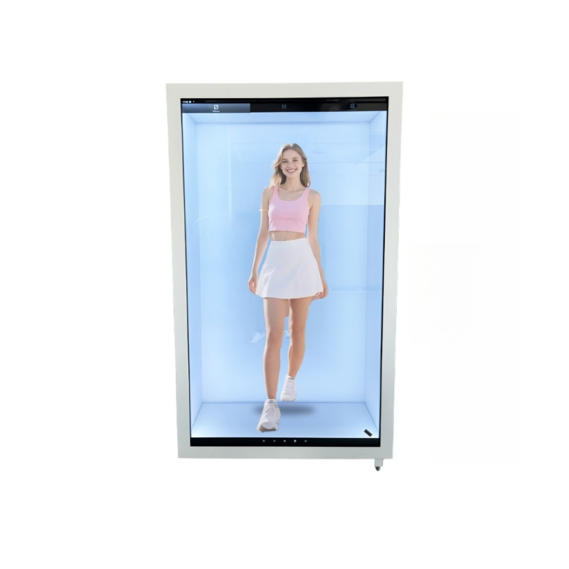Ai Interaction Android OS 75-Inch Virtual Human Holographic LCD Showcase Cabinet Transparent Touch Technology