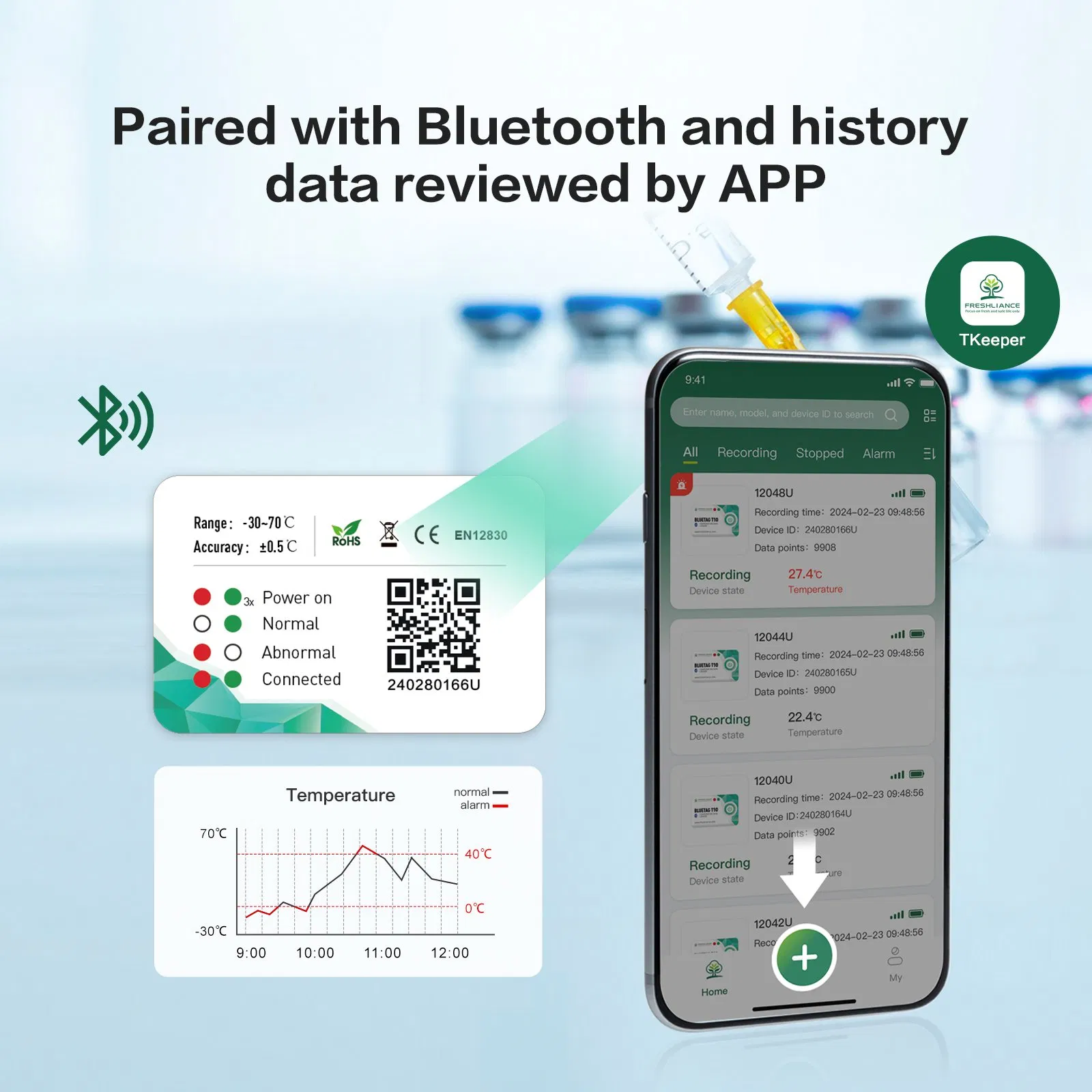 Bluetooth Temperature Logger Bluetag T10 Wireless Temperature Data Collection Device