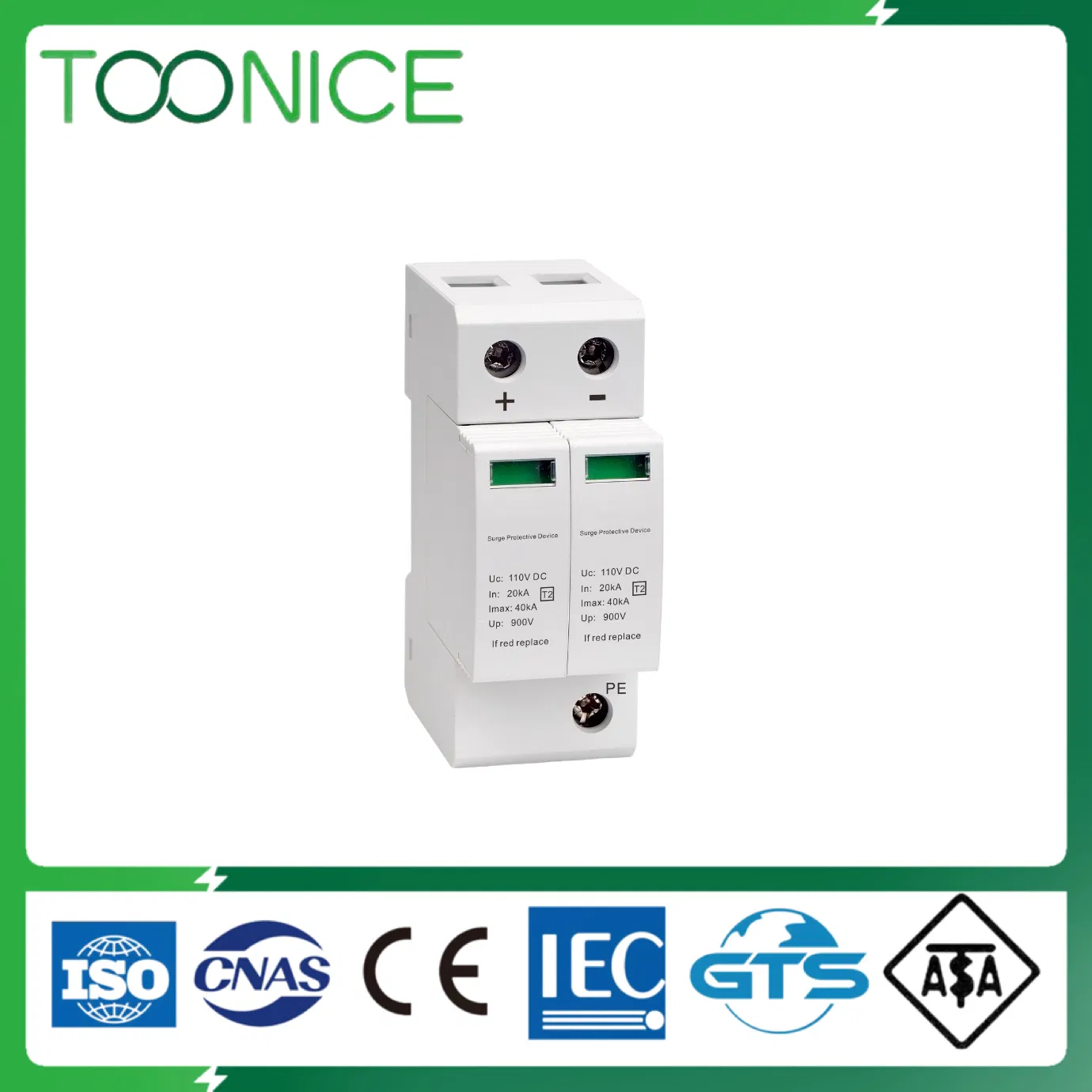 Toonice Solar System 1p 2p 3p Surge Protector Devices 110V 220V DC SPD
