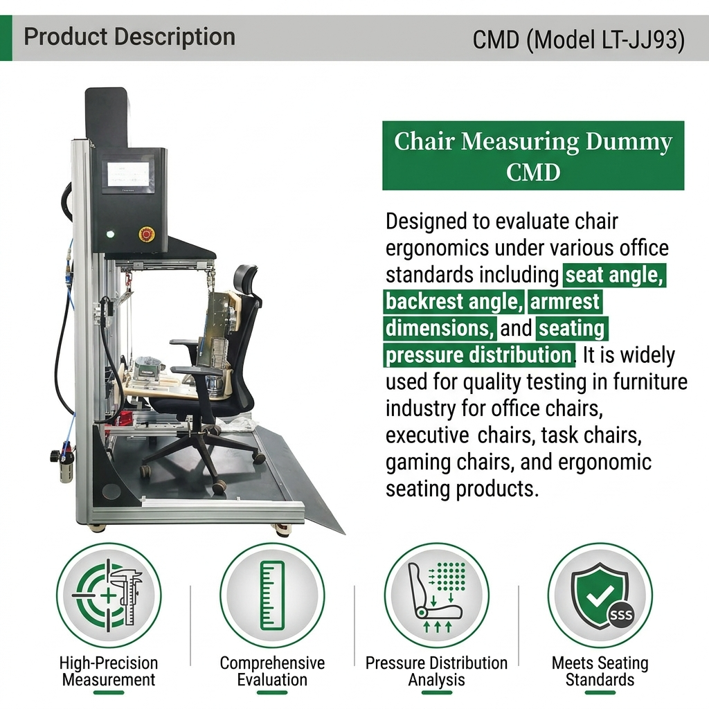 Electronic Chair Evaluation System with Computer Controlled Measurement Dummy High Accuracy Ultra High Precision 1 Year Warranty