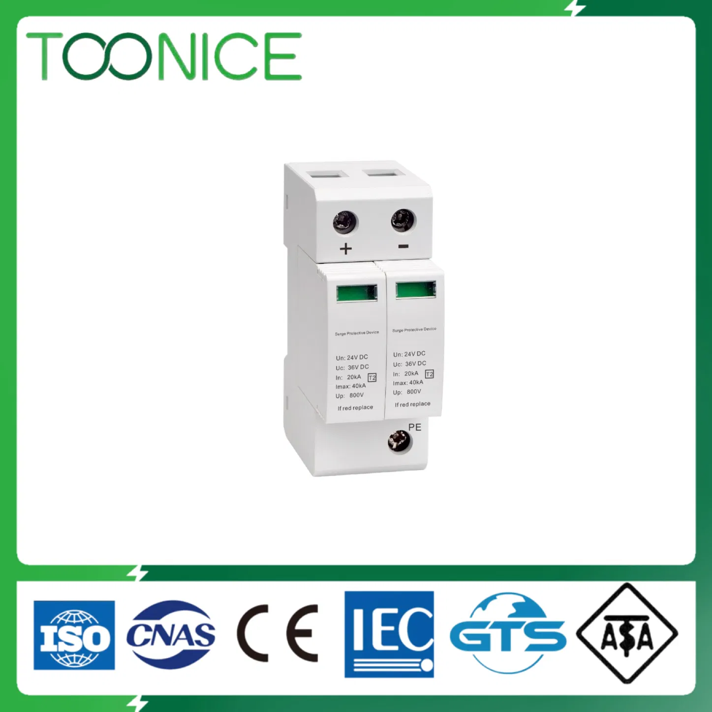 Toonice Solar System 1p 2p 3p Surge Protector Devices 110V 220V DC SPD