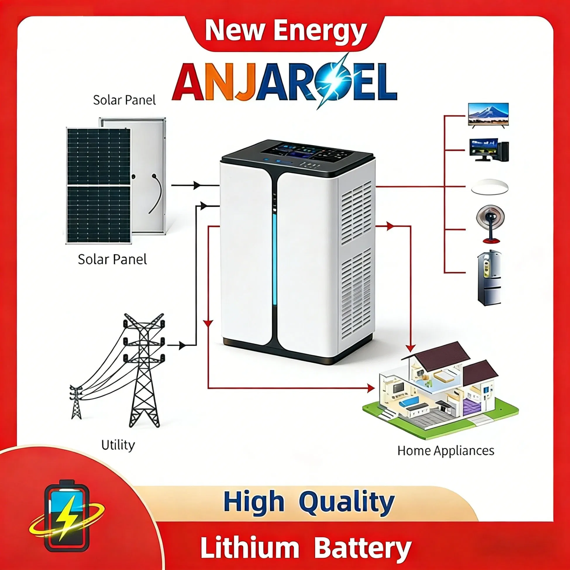 Lithium Cell 51.2kwh Custom Energy Storage System, 51.2V LiFePO4 Battery for Residential &amp; Commercial Projects