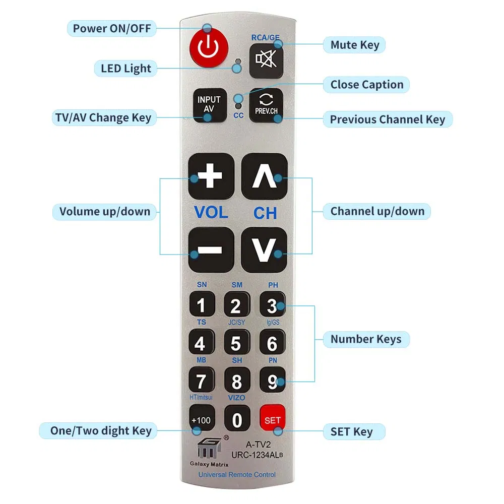 A-TV2 Universal Replacement Remote &nbsp;Use for Lg, Sharp, &nbsp;Panasonic, &nbsp;RCA TV