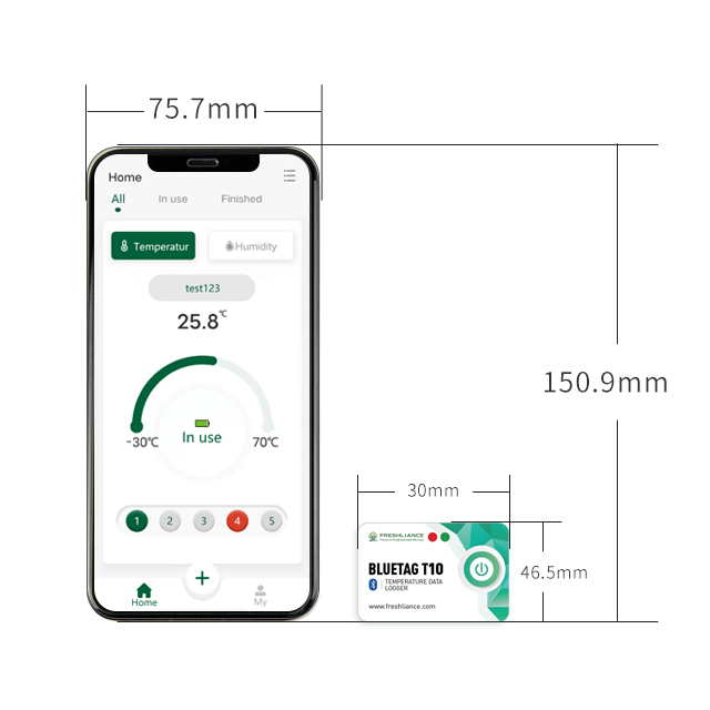 Mobile Temperature Data Logger Bluetag T10 Bluetooth Temperature Tracking Device
