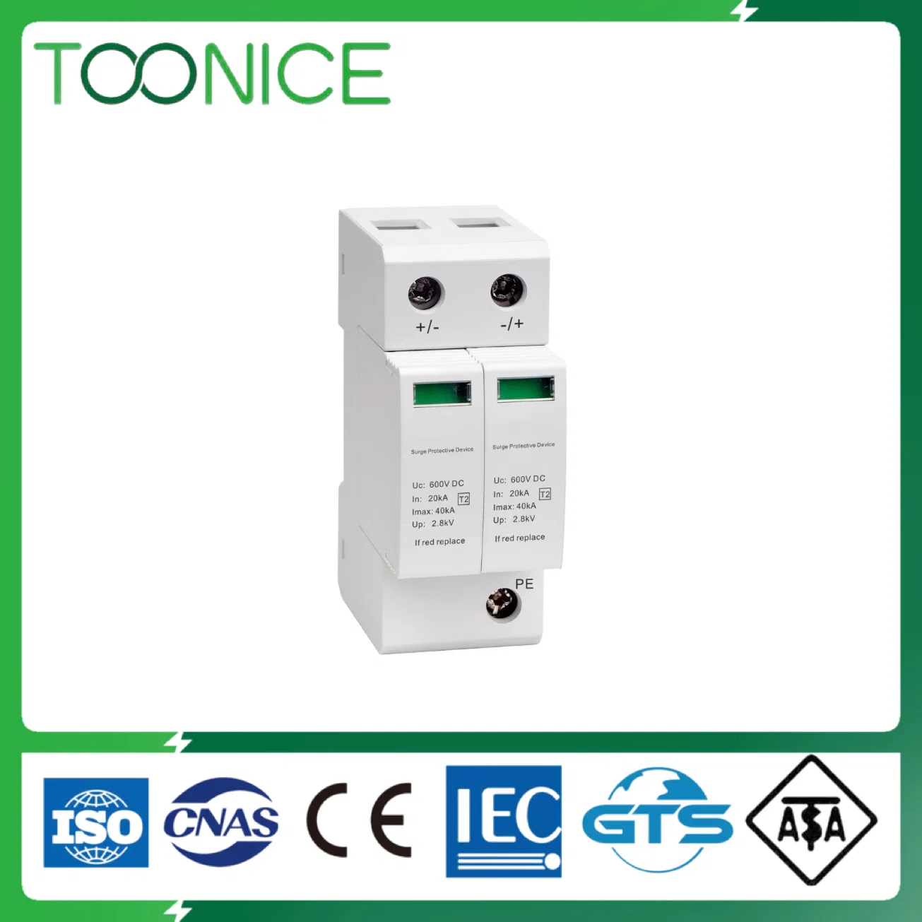 Toonice Solar System 1p 2p 3p Surge Protector Devices 110V 220V DC SPD