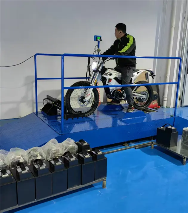 Finished product quality testing of electric motorcycles at Capriole