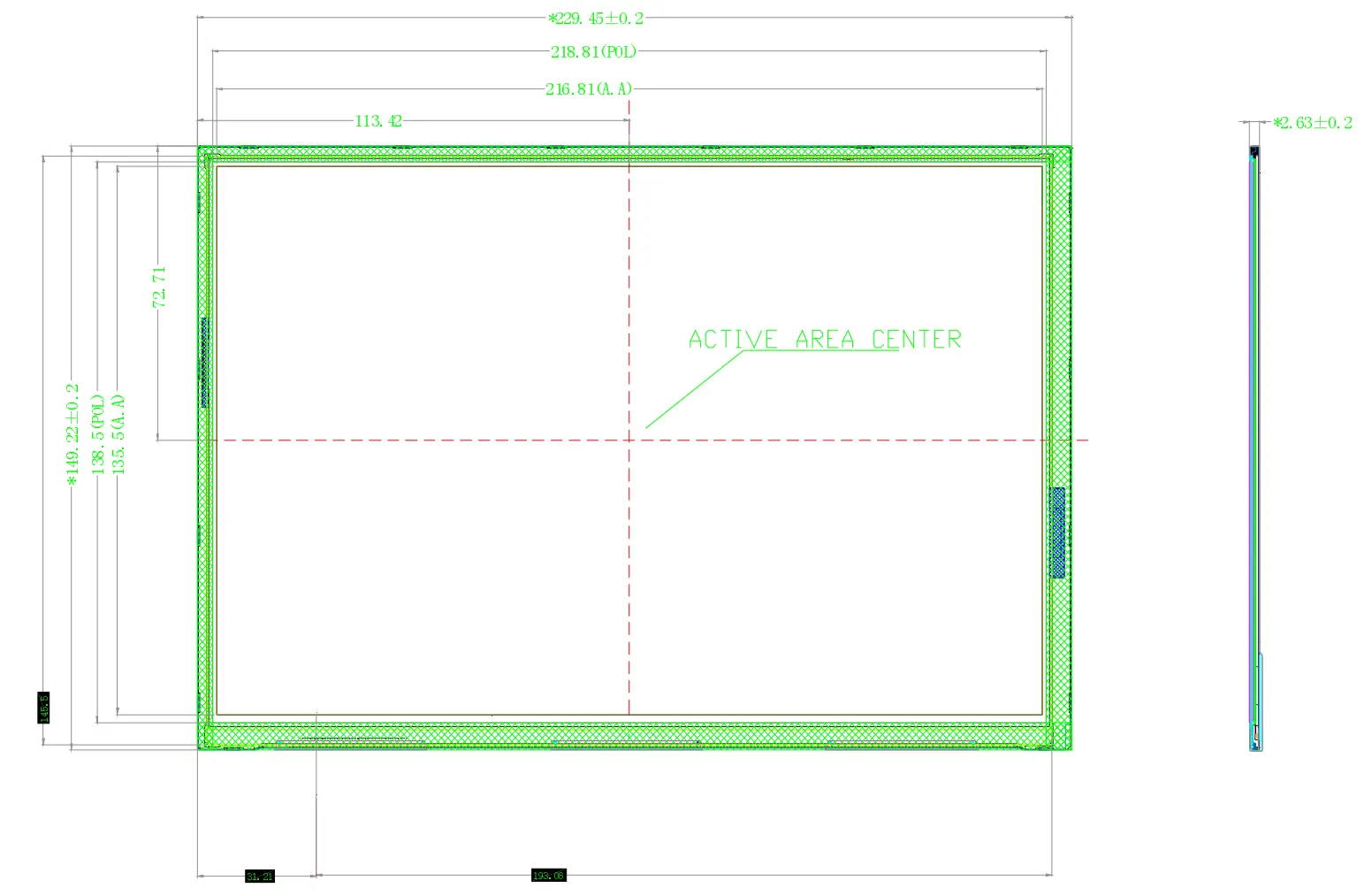 10.1 inch TFT LCD Mechanical Drawing