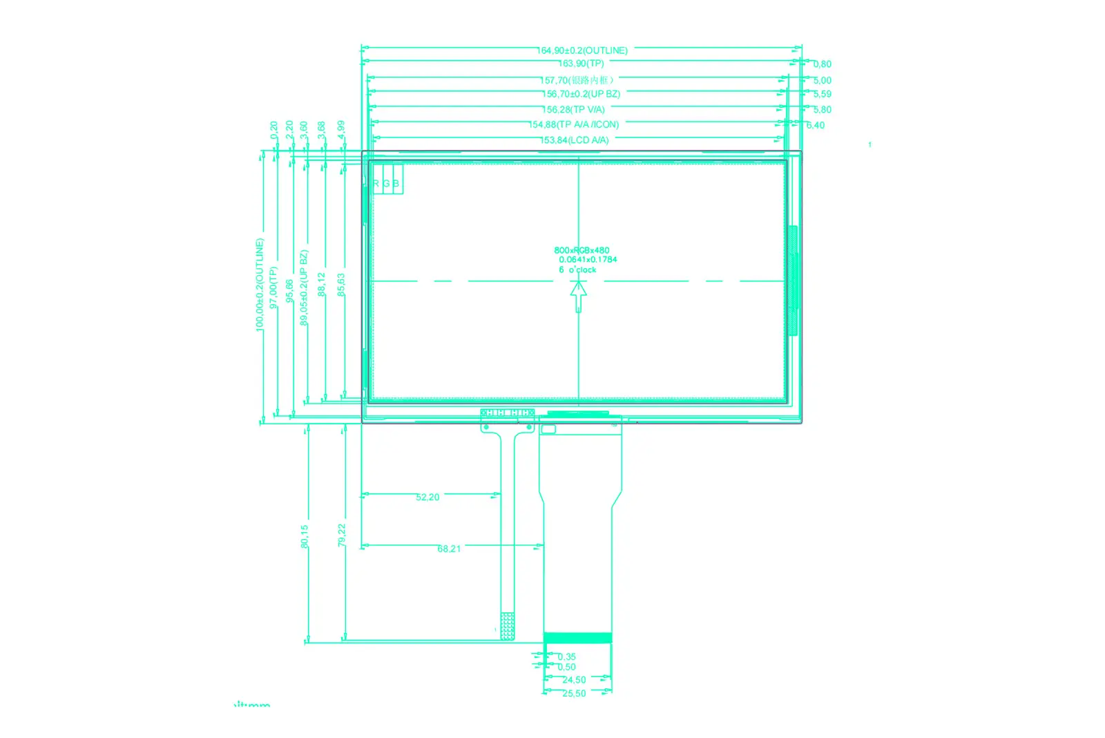 7 inch resistive touch LCD drawing