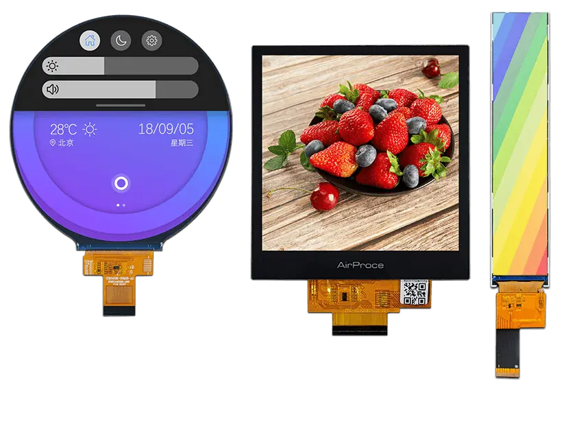 Circular, strip and square TFT LCD displays