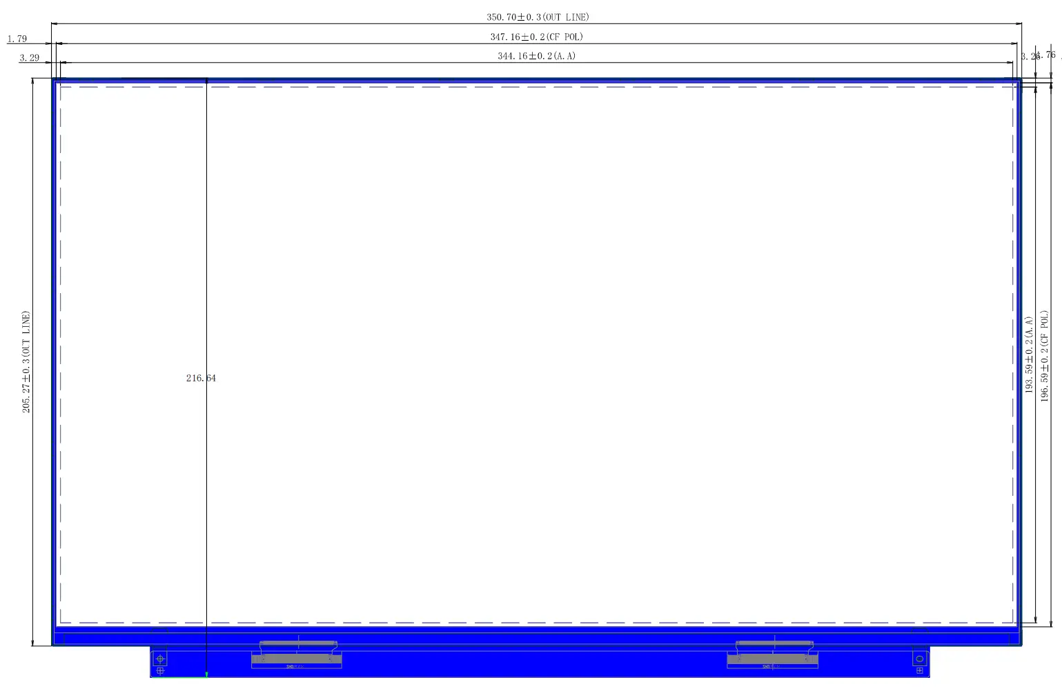 15.6 inch LCD Mechanical Drawing