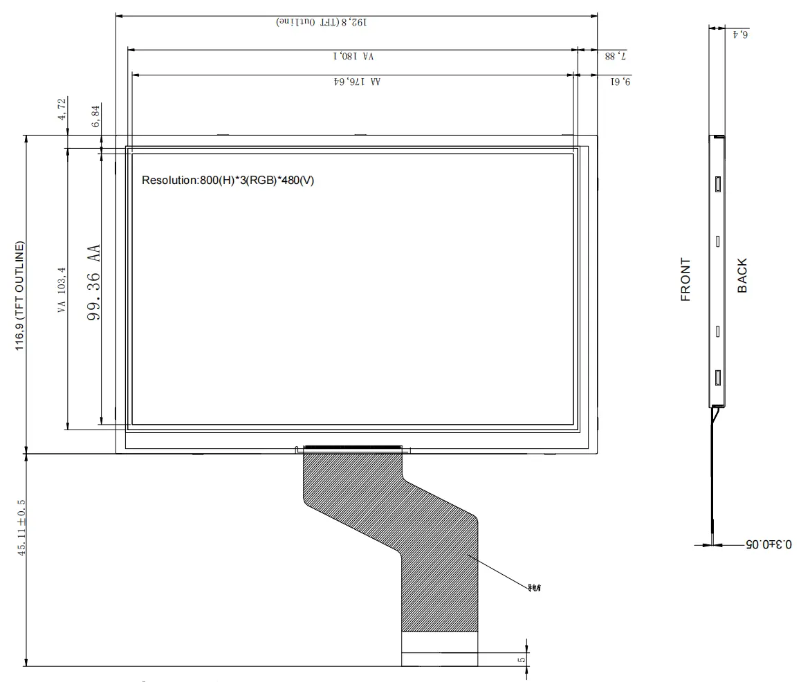 8-inch TFT LCD screen drawing