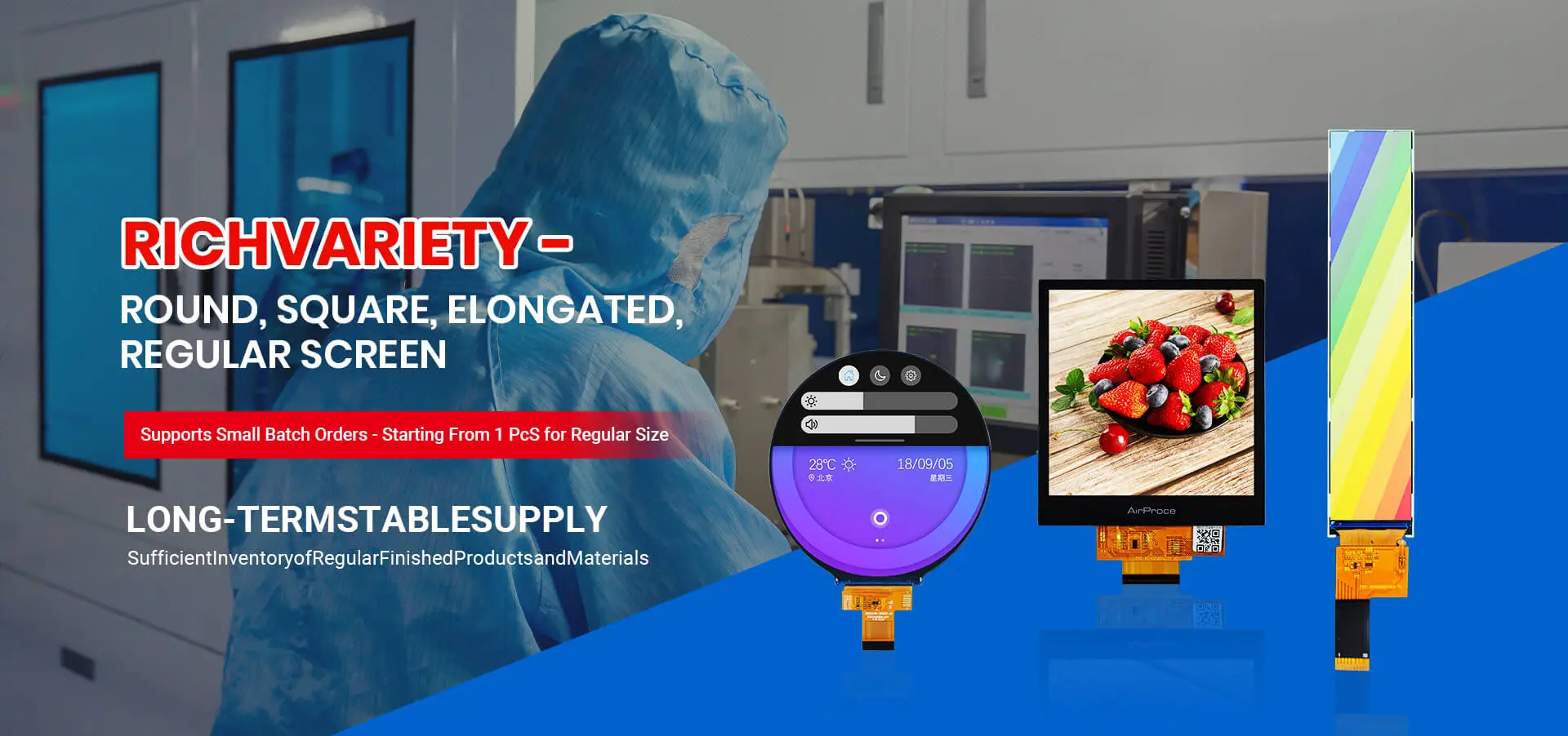 Wide variety of standard TFT LCD modules from 0.96 to 27 inch