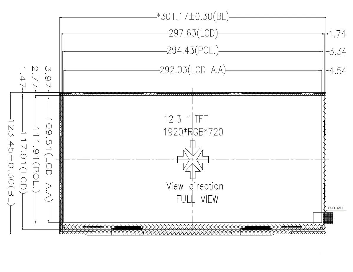 Mechanical Drawing 12.3 inch TFT LCD