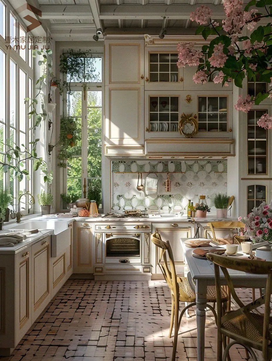 Luxury Retro Style Classic Furniture High End Style Solid Wood Kitchen Cabinet