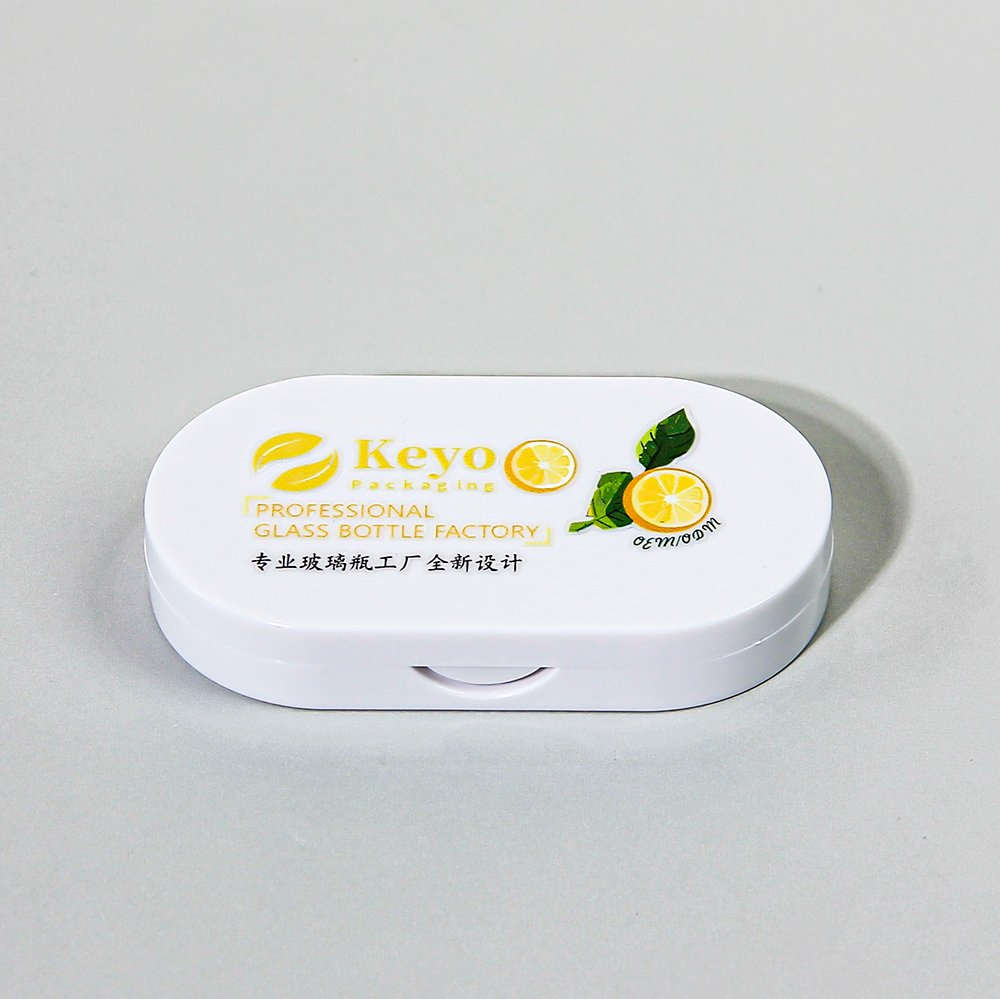 Wholesale Cute Oval White Two-Color Eyeshadow Palette Empty Blush Packaging with Mirror