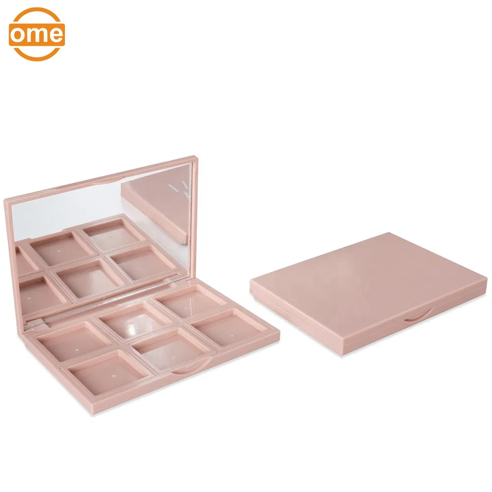 Small Pink Color Modern Logo Customized Eyeshadow Container Hot Stamping Plastic Empty Eyeshadow Palette