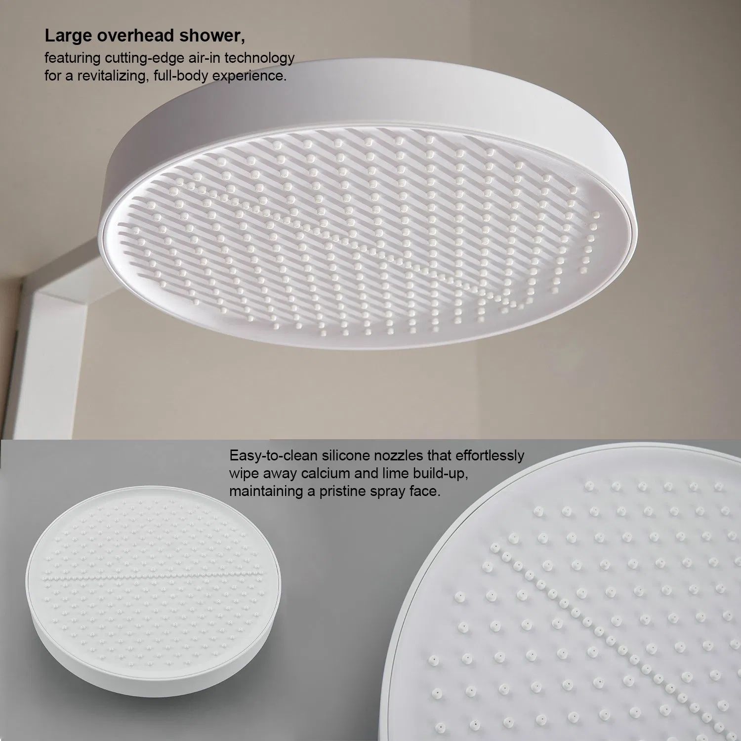 Full Brass Digital Display Cream White Dechlorination Beauty Shower Head Set for Home Bathroom with Large Overhead Spray