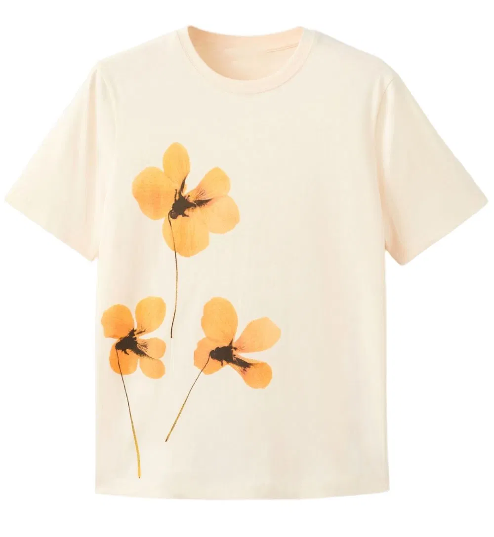 Stylish Cotton Flower Printing Design Crew Neck Summer Women's T-Shirt