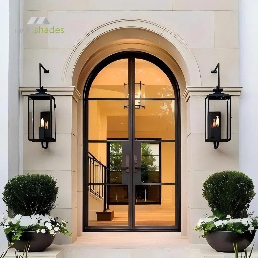 Multishades Retro French Style Lattice Glass Door MID-Century Aluminum Swing Casement Door with Tempered Glass