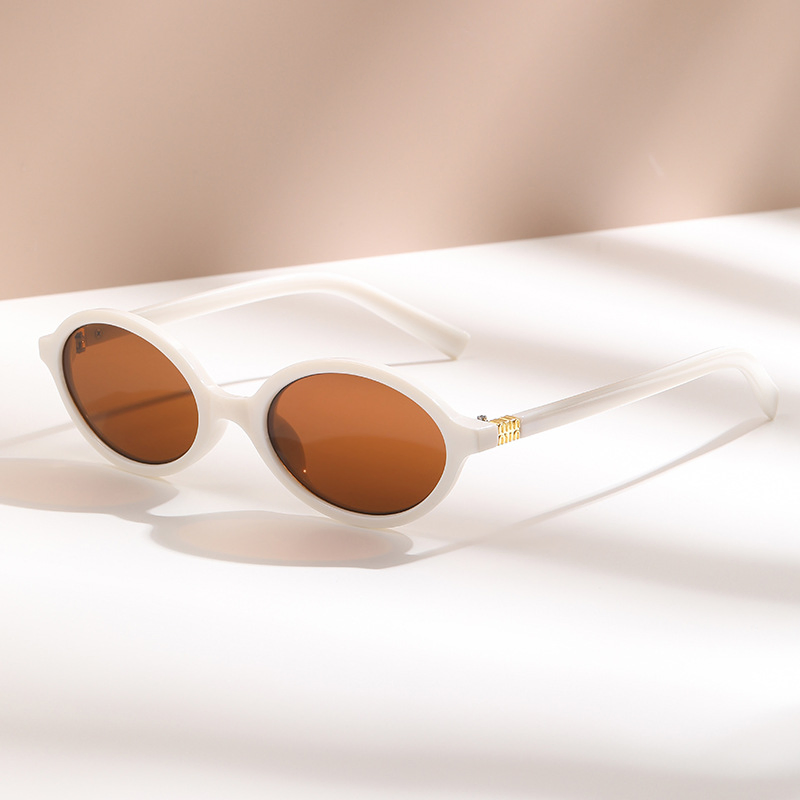 Star Style Narrow Frame Retro Oval Tortoiseshell Frame, Women's Sunshade and UV Resistant Sunglasses