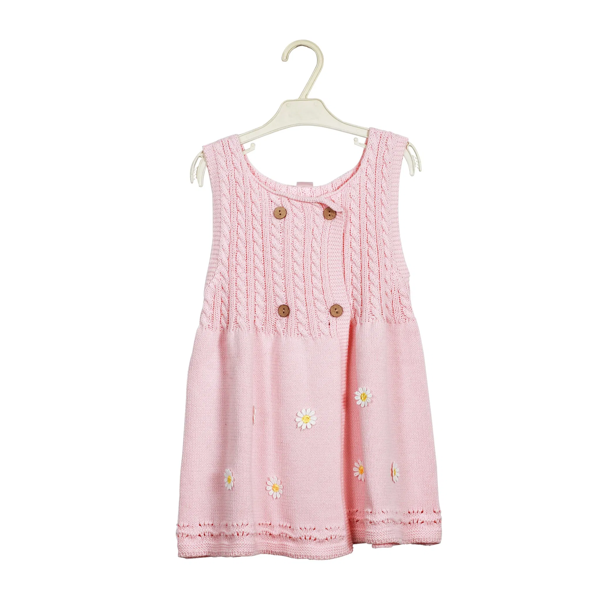 Spring Autumn Popular Pink Floral Knitted Jumper for Girls
