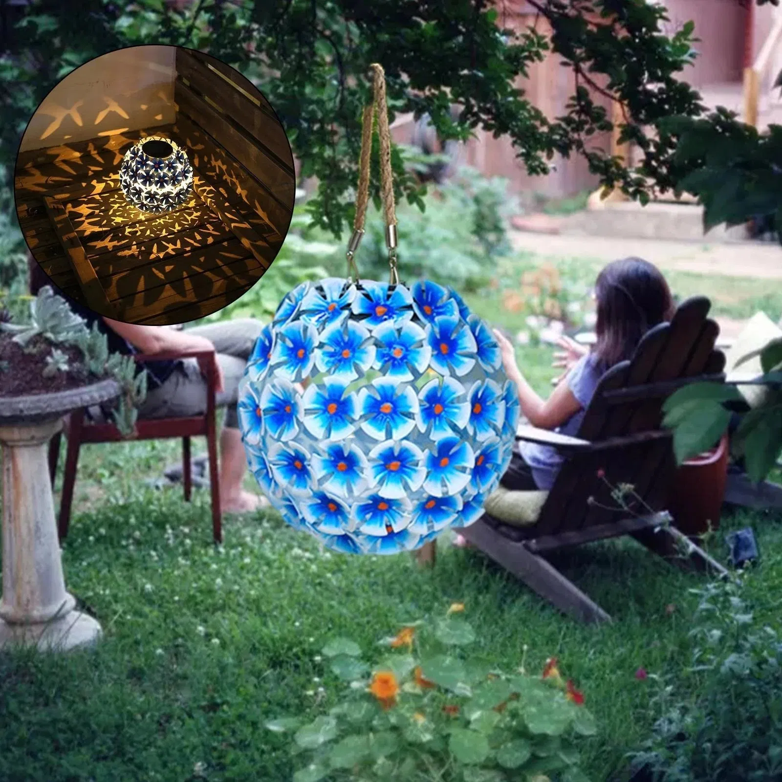 Hanging Outdoor Decorative LED Solar Powered Garden Lantern Lights Outside for Yard Patio Lawn Decorations