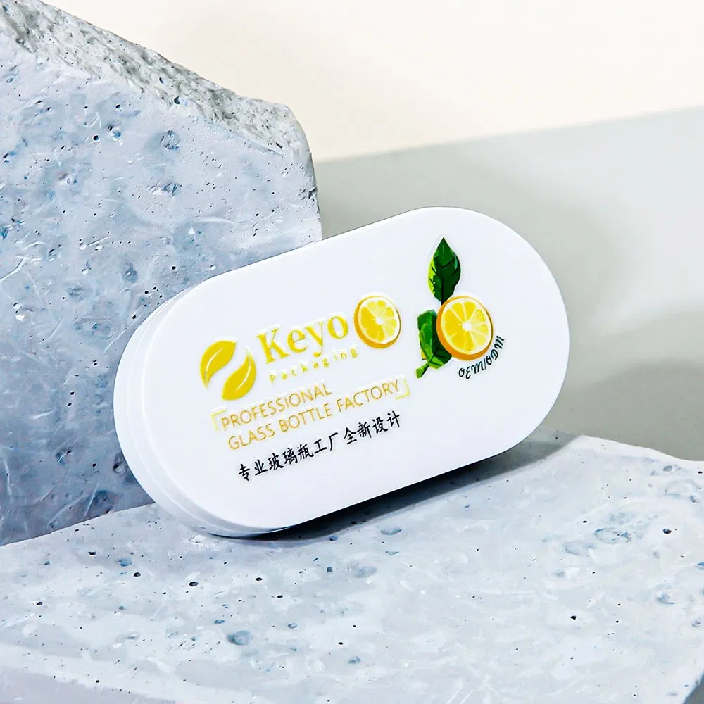 Wholesale Cute Oval White Two-Color Eyeshadow Palette Empty Blush Packaging with Mirror