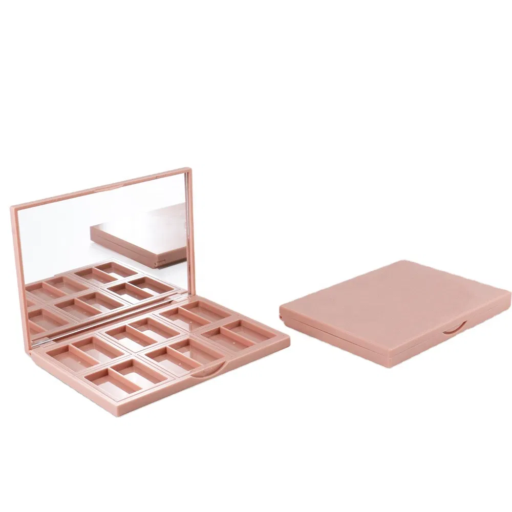 Small Pink Color Modern Logo Customized Eyeshadow Container Hot Stamping Plastic Empty Eyeshadow Palette