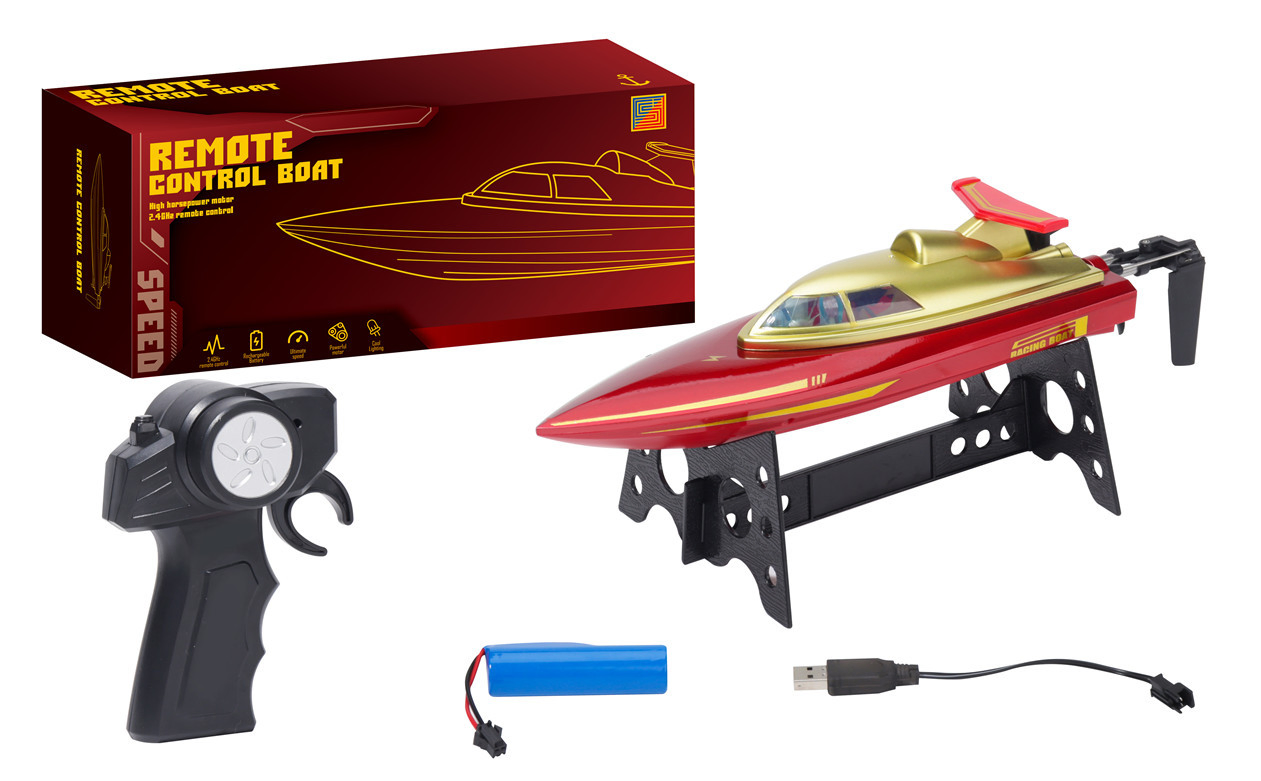 Aijh High Speed Waterproof Remote Control Ship RC Boat 15km/H RC Boatwith Lighting and USB Cable Electric RC Boats Ship