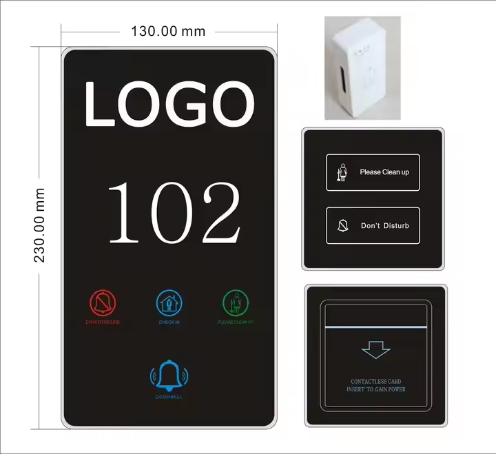 Smart Hotel Room System with Retro Style Waterproof RF ID Touch Panel Aluminum Material IP66 Wires Network Dnd Feature