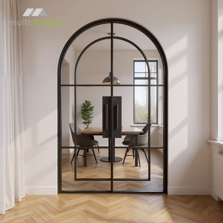 Multishades Retro French Style Lattice Glass Door MID-Century Aluminum Swing Casement Door with Tempered Glass
