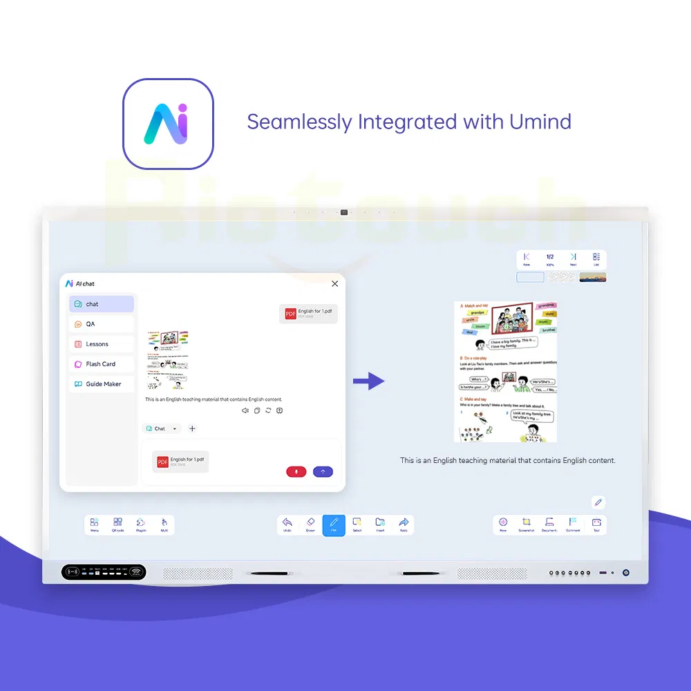 Interactive Flat Panel 105 Inch Professional Grade Smart Board with Executive Styling and Wireless Sharing Interactive Whiteboard