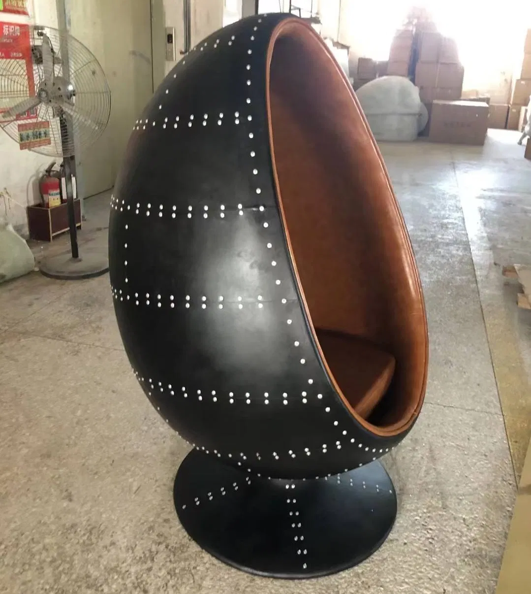 Aviator Retro Industrial Loft Style Living Room Black Finish Ball Chair