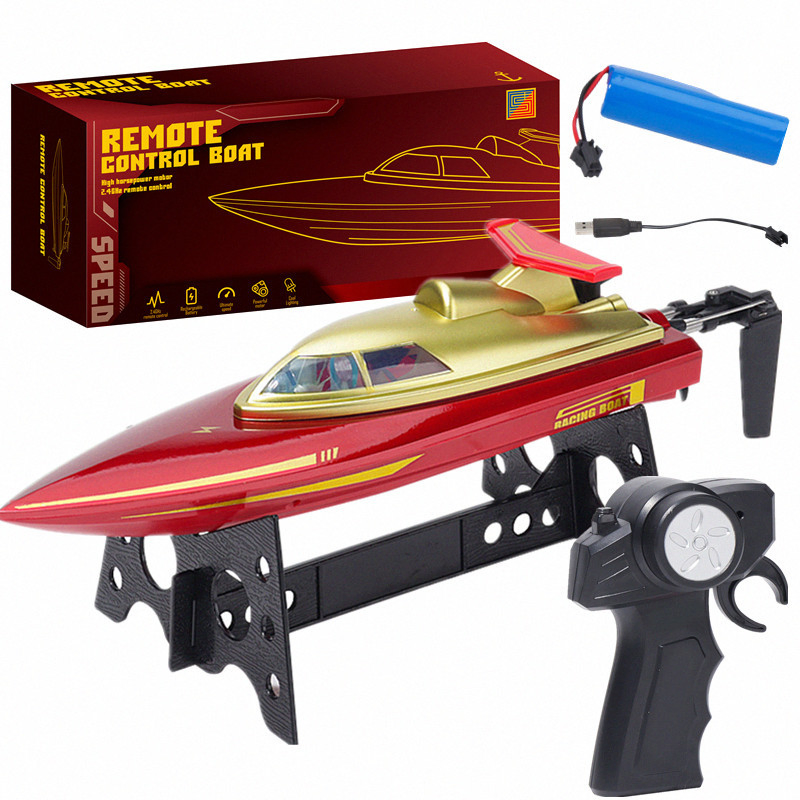 Aijh High Speed Waterproof Remote Control Ship RC Boat 15km/H RC Boatwith Lighting and USB Cable Electric RC Boats Ship